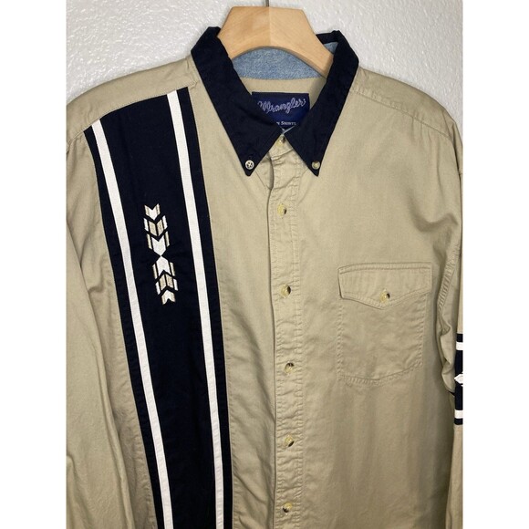 Vintage Wrangler Aztec Brushpopper Long Sleeve Western Button Down Shirt Mens L - Picture 2 of 9